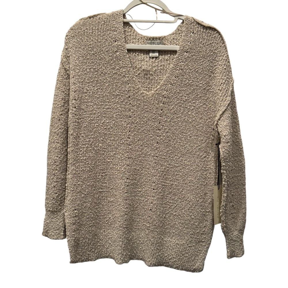 Rachel Zoe *NWT* Tan Nubby Pullover V-Neck Sweater Women’s Size Medium